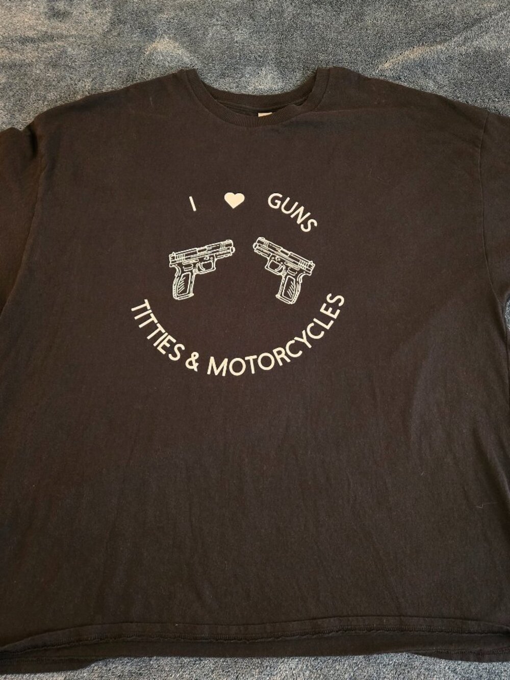 I Love Guns Titties Motorcycle Novelty Black 3XL T Shirt Gildan